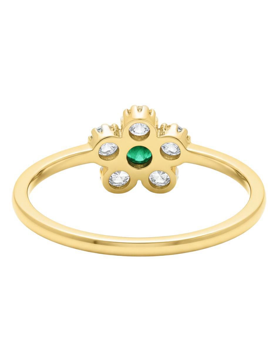 Anillo de flor 10 k de oro zirconia brillante