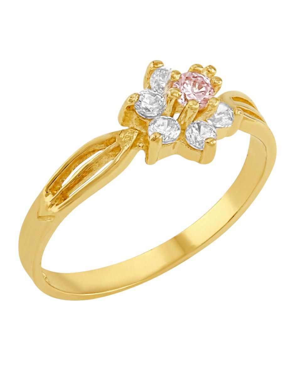 Anillo de flor 10 k de oro zirconia brillante Anillo de flor 10 k de oro zirconia brillante