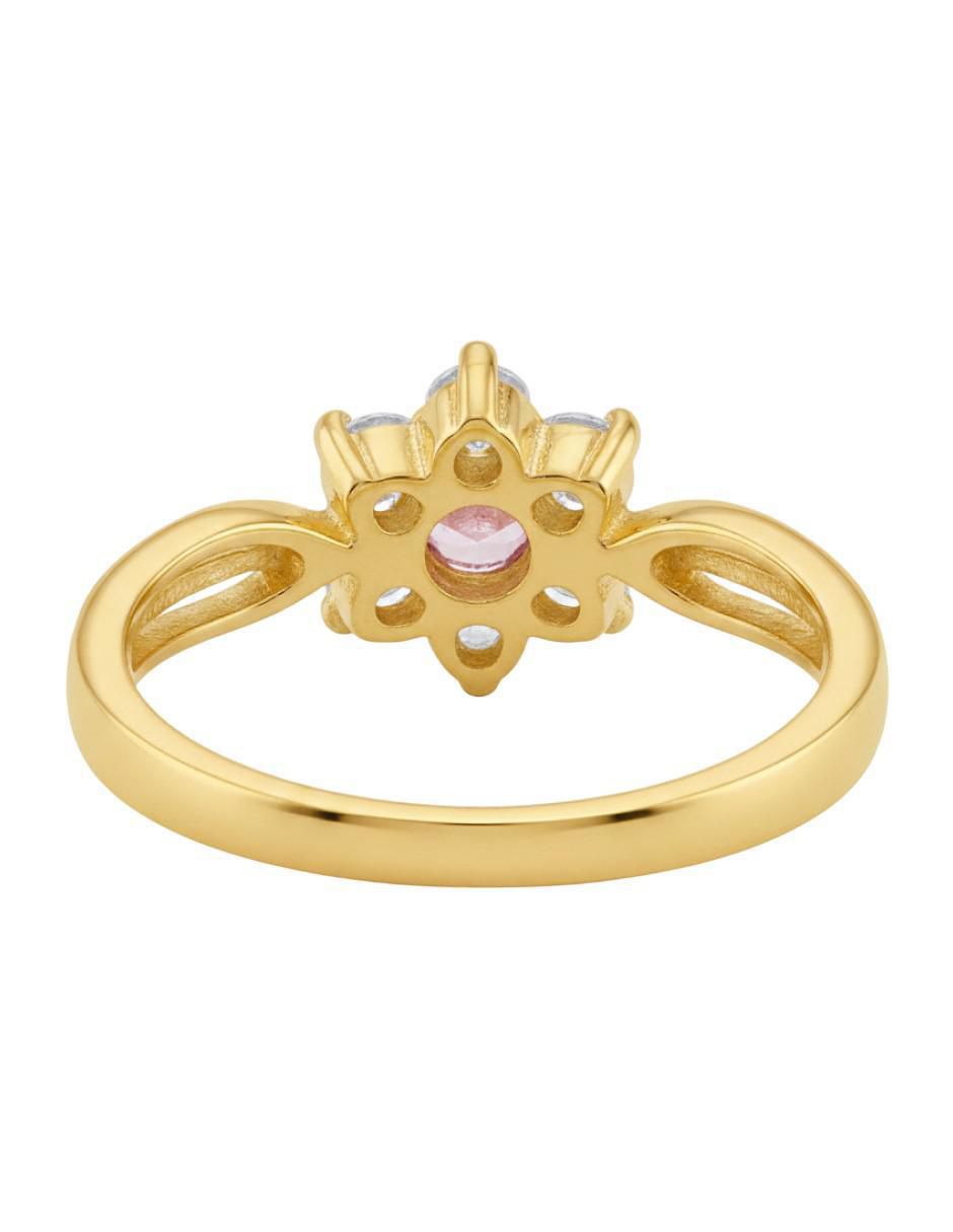 Anillo de flor 10 k de oro zirconia brillante