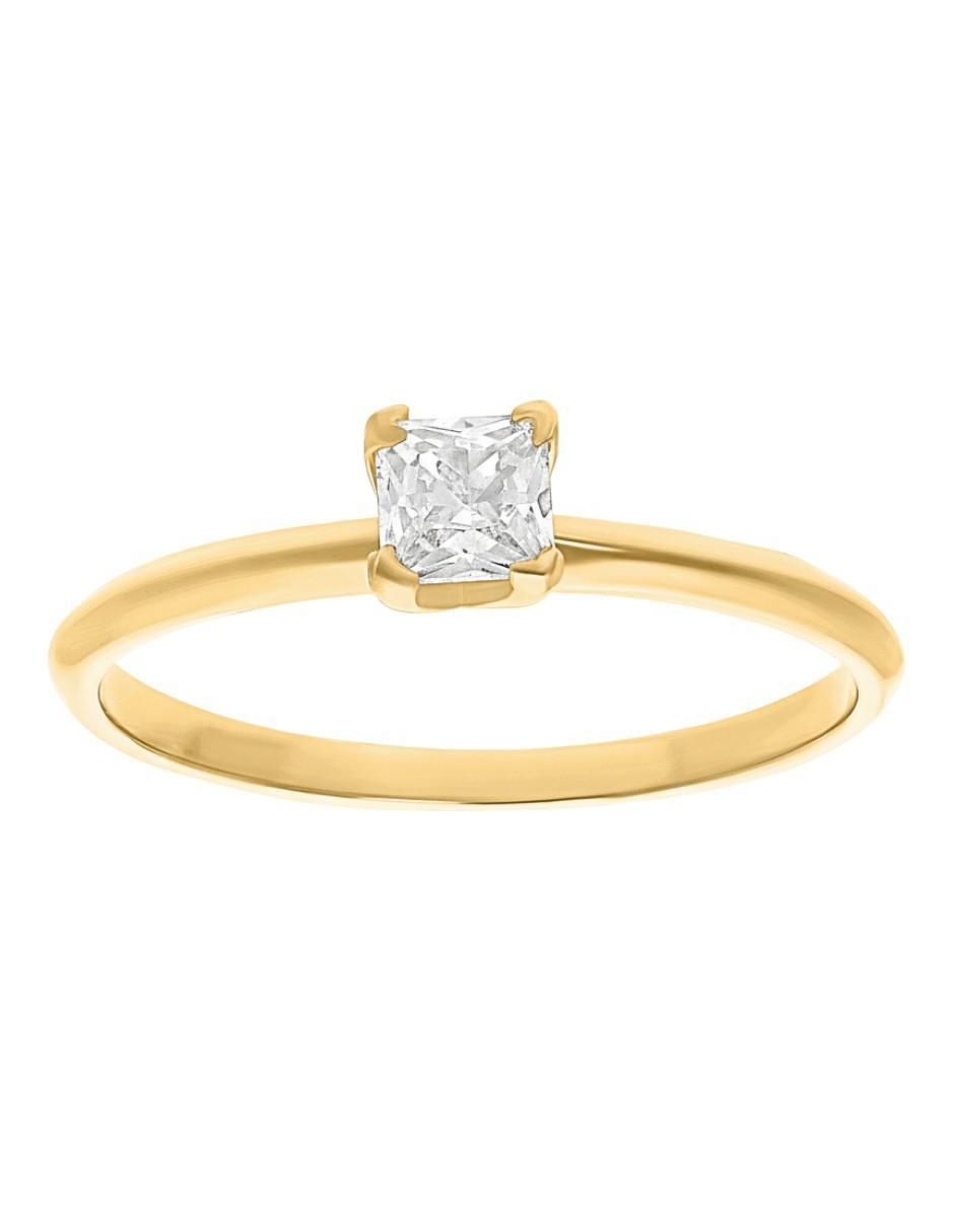 Anillo circular 10 k de oro zirconia brillante