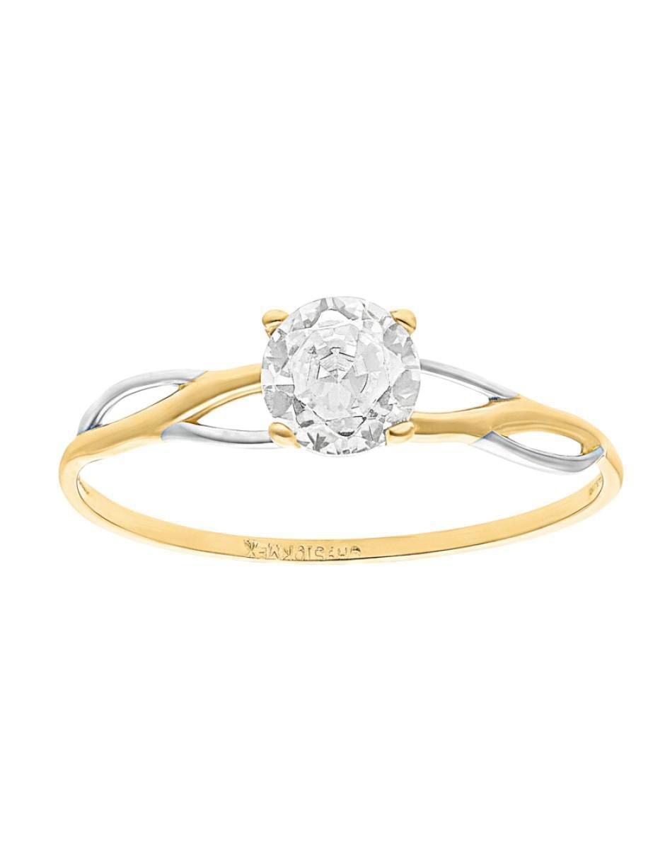 Anillo circular 10 k de oro zirconia brillante