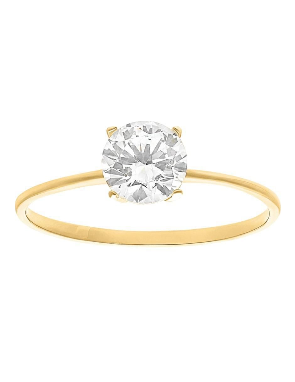 Anillo circular 10 k de oro zirconia brillante