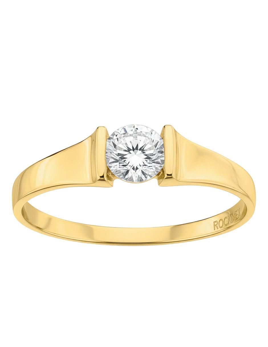 Anillo circular 10 k de oro zirconia brillante