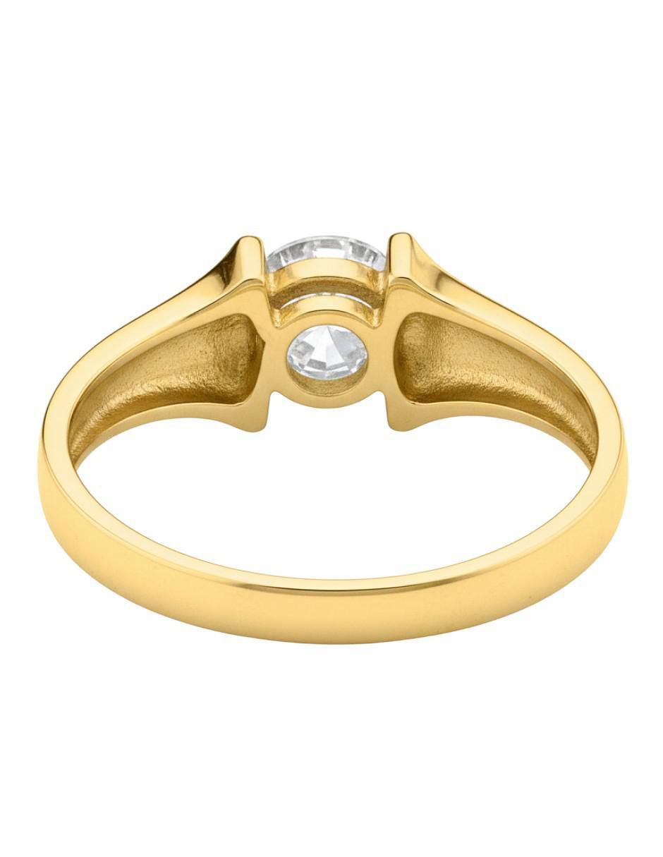 Anillo circular 10 k de oro zirconia brillante