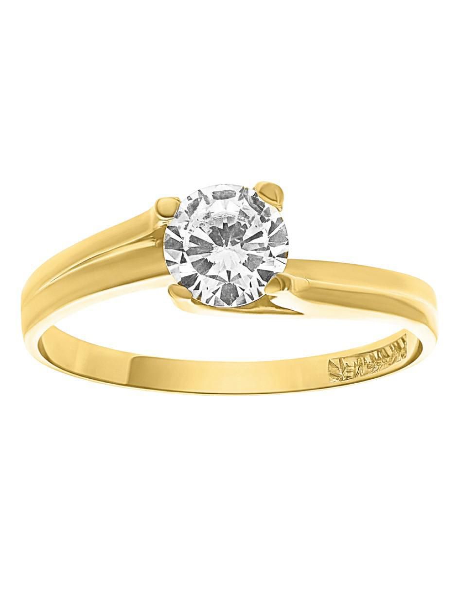 Anillo circular 10 k de oro zirconia brillante