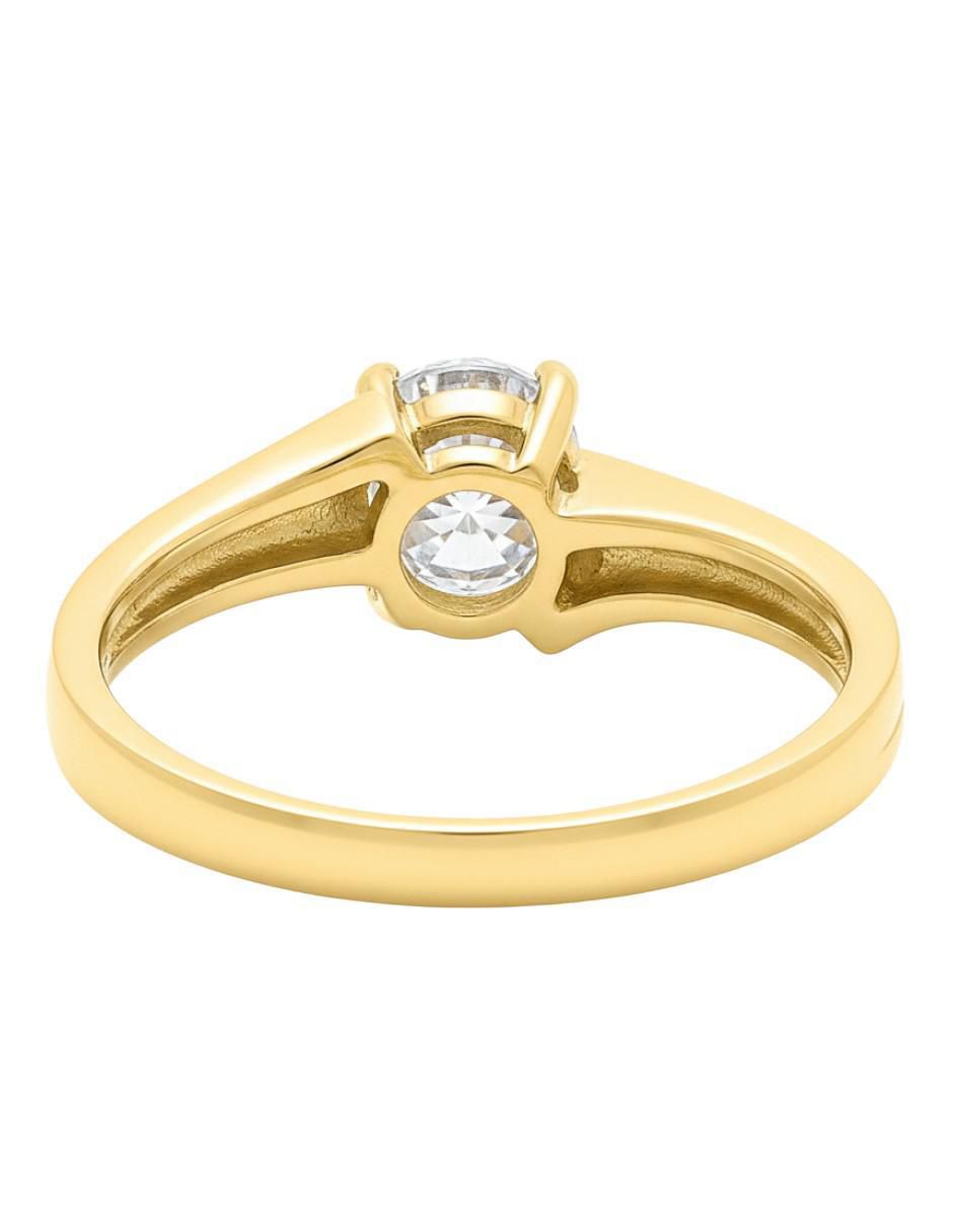 Anillo circular 10 k de oro zirconia brillante