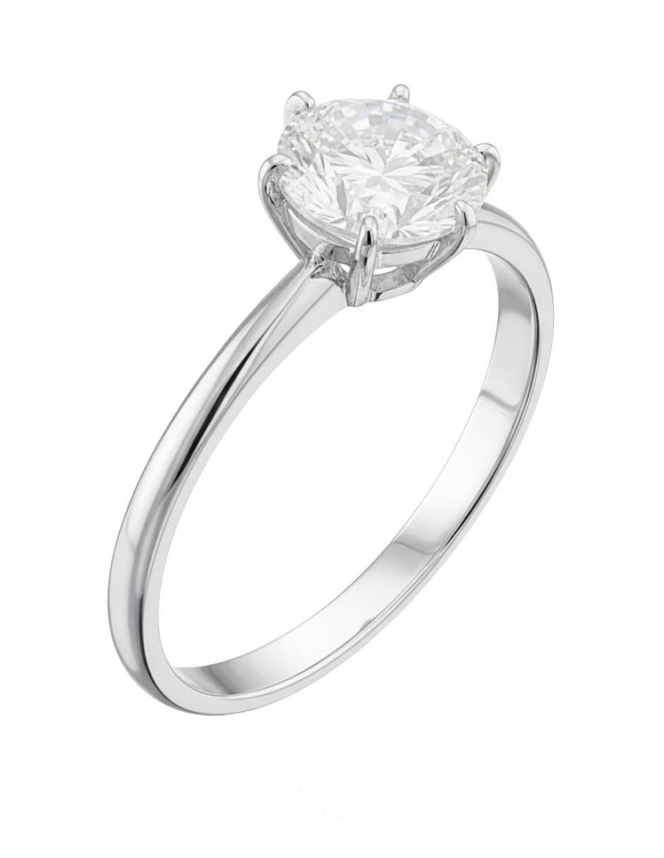 Anillo circular 10 k de oro blanco zirconia pulido Anillo circular 10 k de oro blanco zirconia pulido