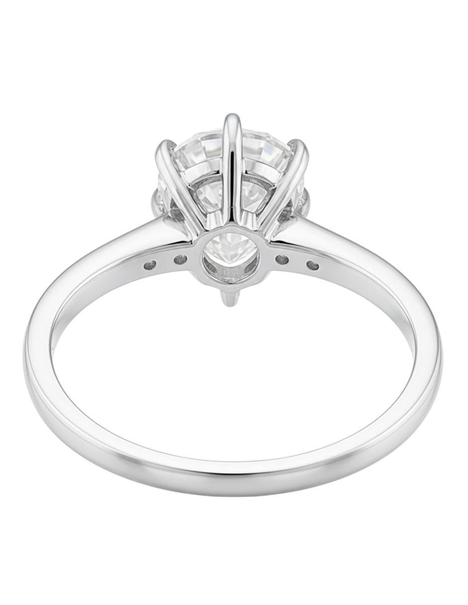 Anillo circular 10 k de oro blanco zirconia pulido
