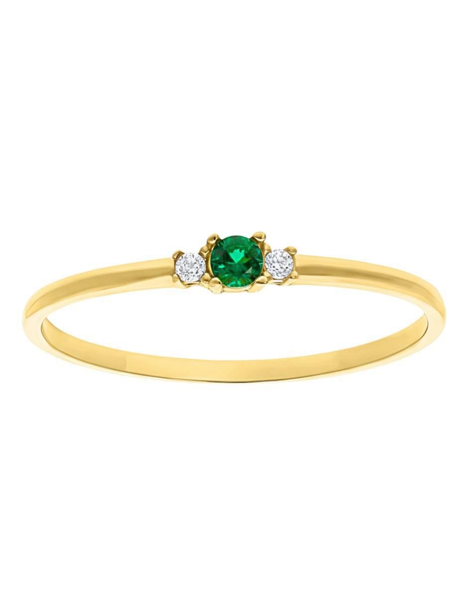 Anillo circular 10 k de oro zirconia brillante