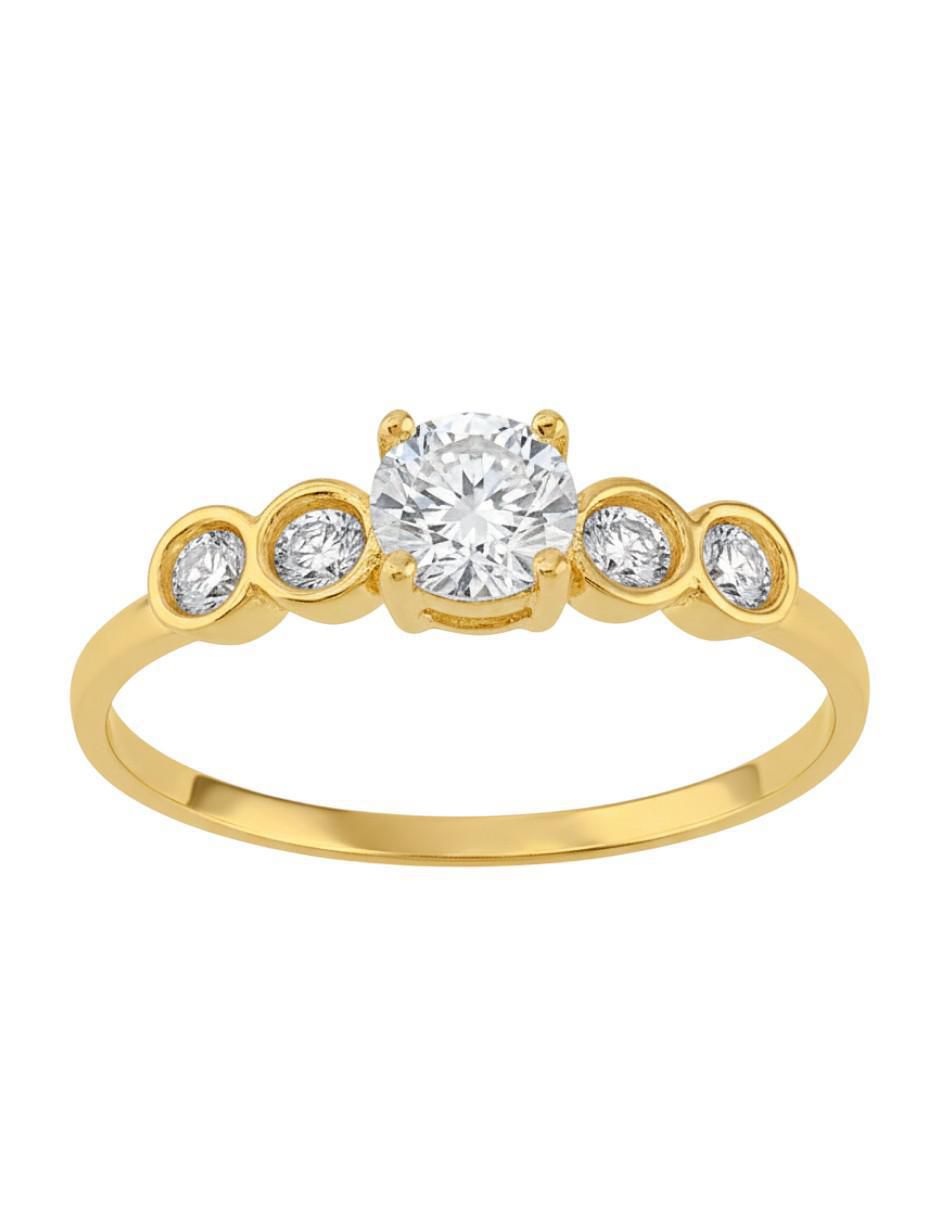 Anillo circular 10 k de oro zirconia brillante