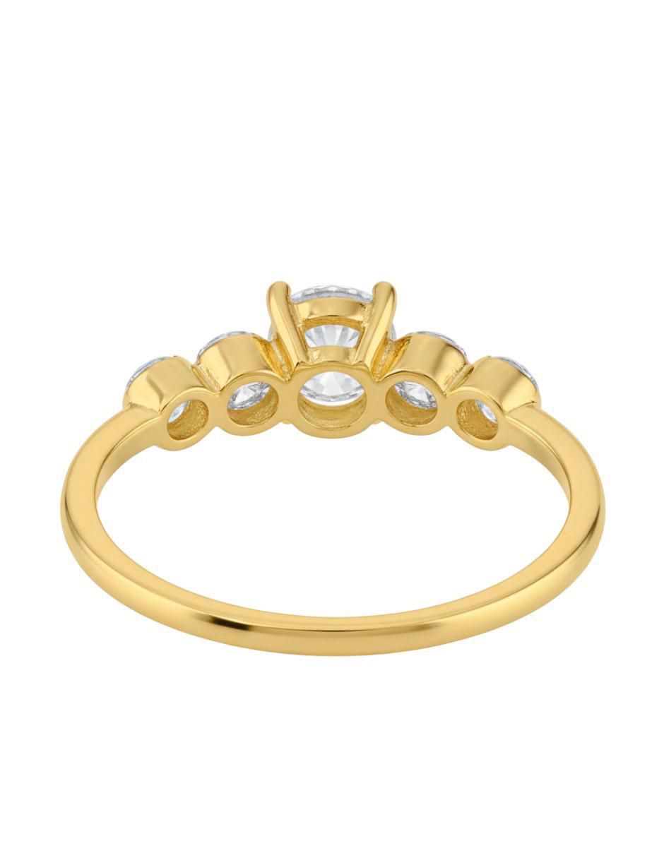 Anillo circular 10 k de oro zirconia brillante