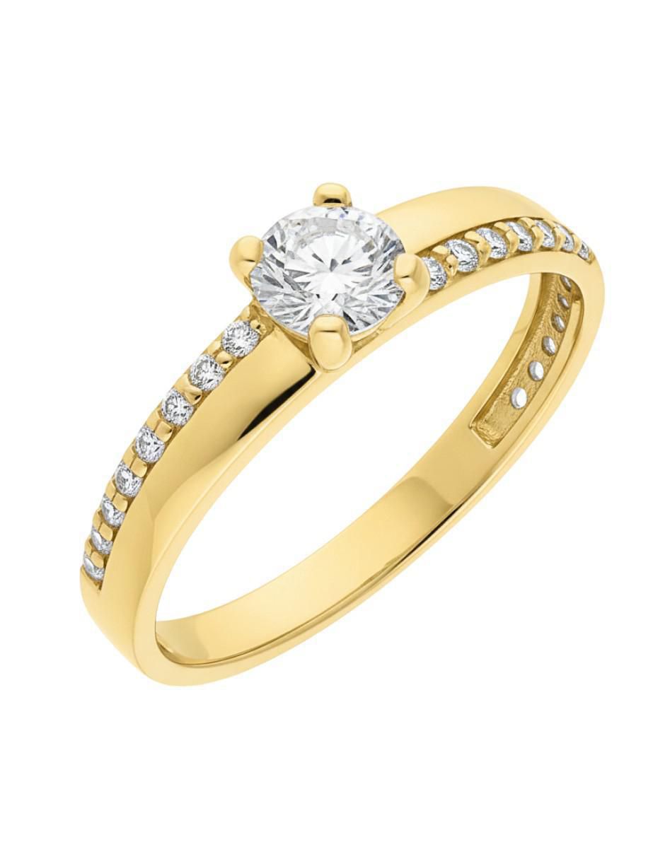 Anillo circular 10 k de oro zirconia brillante