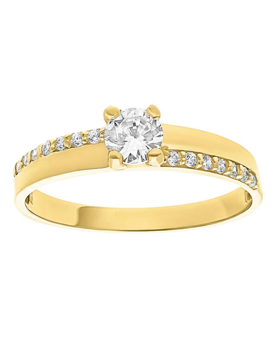 Anillo circular 10 k de oro zirconia brillante