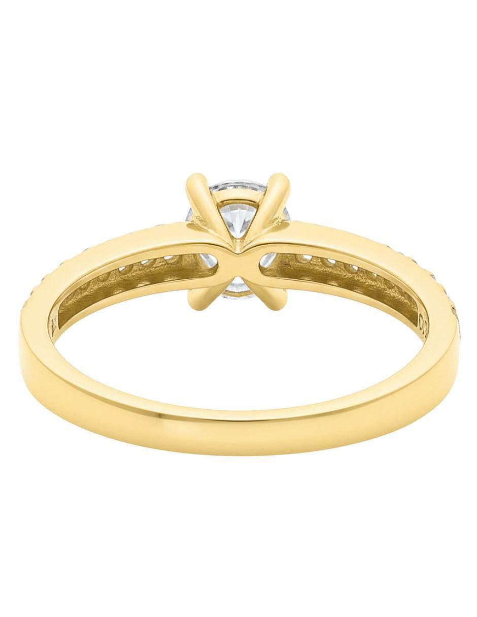 Anillo circular 10 k de oro zirconia brillante