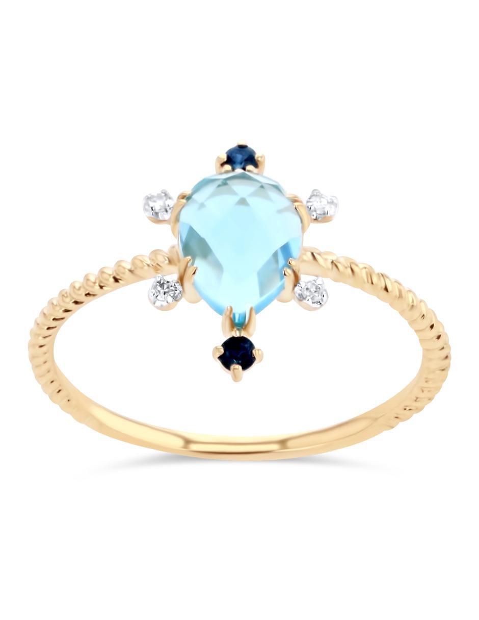 Anillo 14 k de oro amarillo diamante brillante
