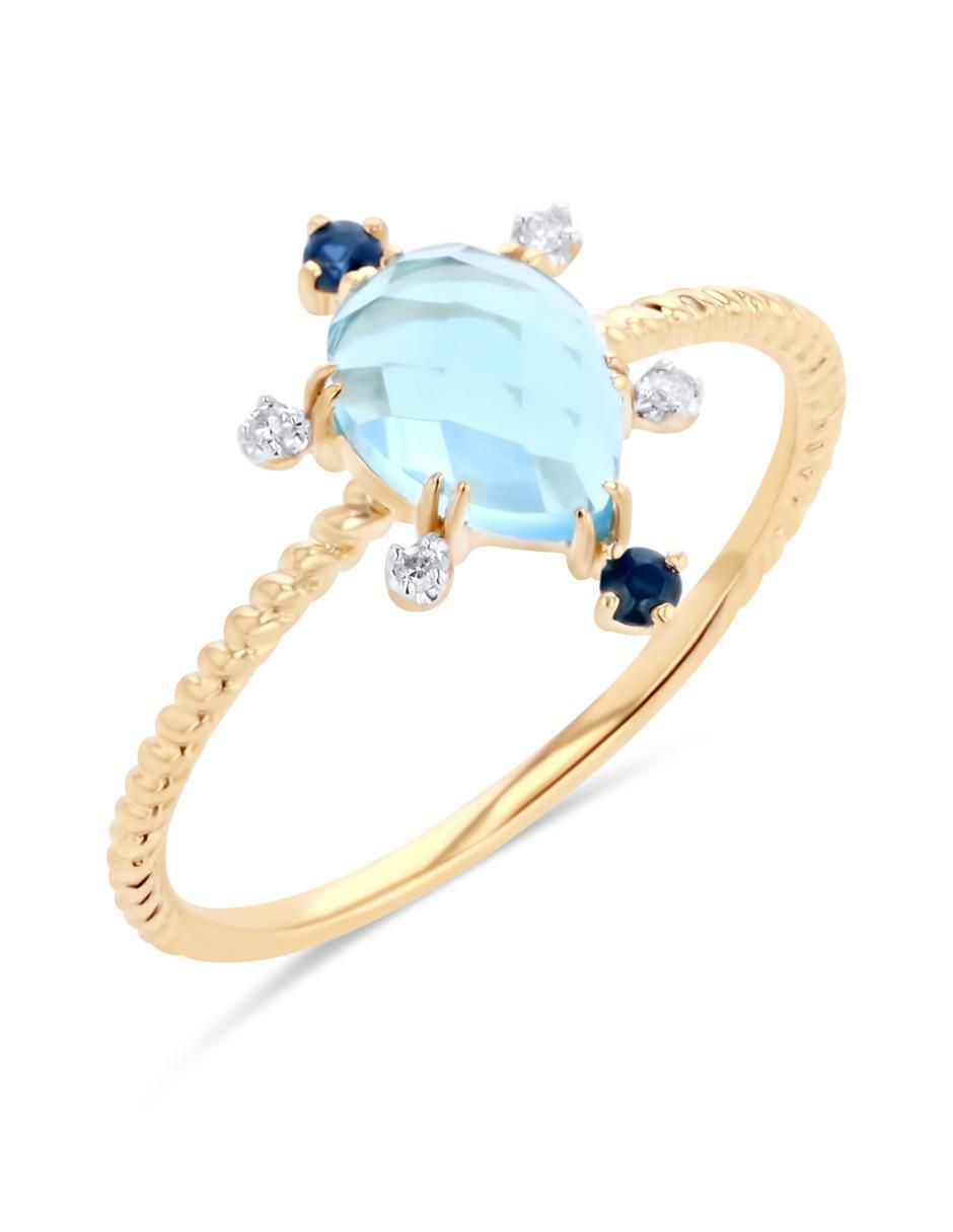 Anillo 14 k de oro amarillo diamante brillante 5