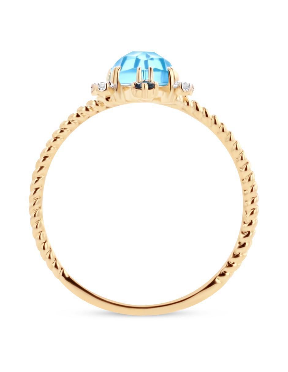 Anillo 14 k de oro amarillo diamante brillante