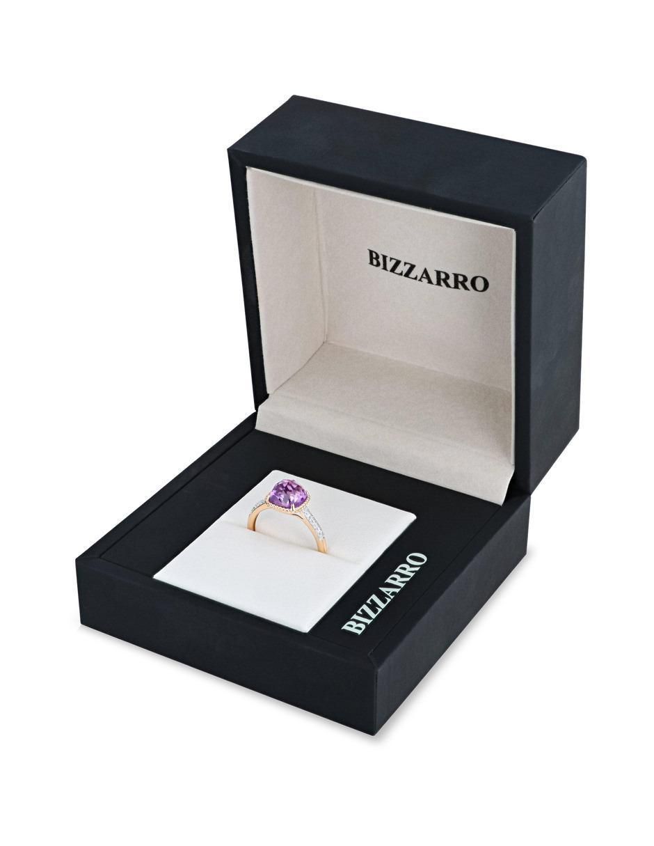 Anillo 14 k de oro rosa amatista y diamante brillante