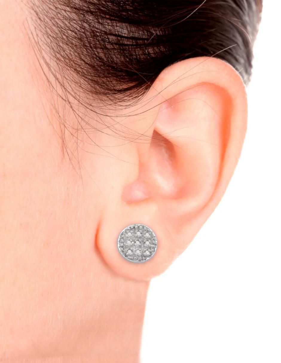 Aretes Dash de oro blanco 14 K con acabado brillante diamante 2