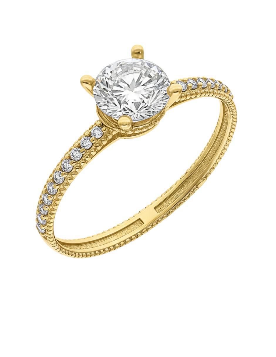 Anillo circular 10 k de oro zirconia brillante Anillo circular 10 k de oro zirconia brillante