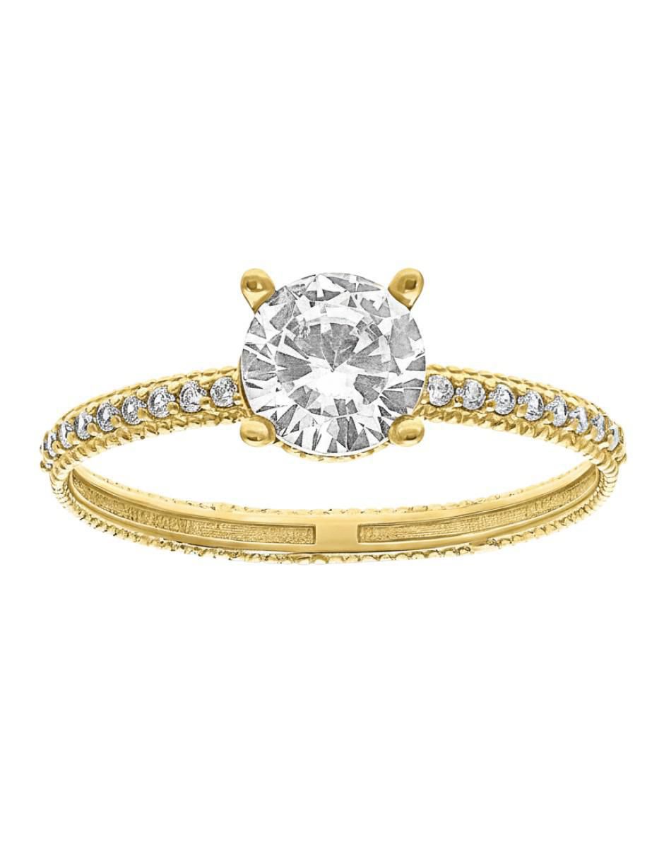 Anillo circular 10 k de oro zirconia brillante