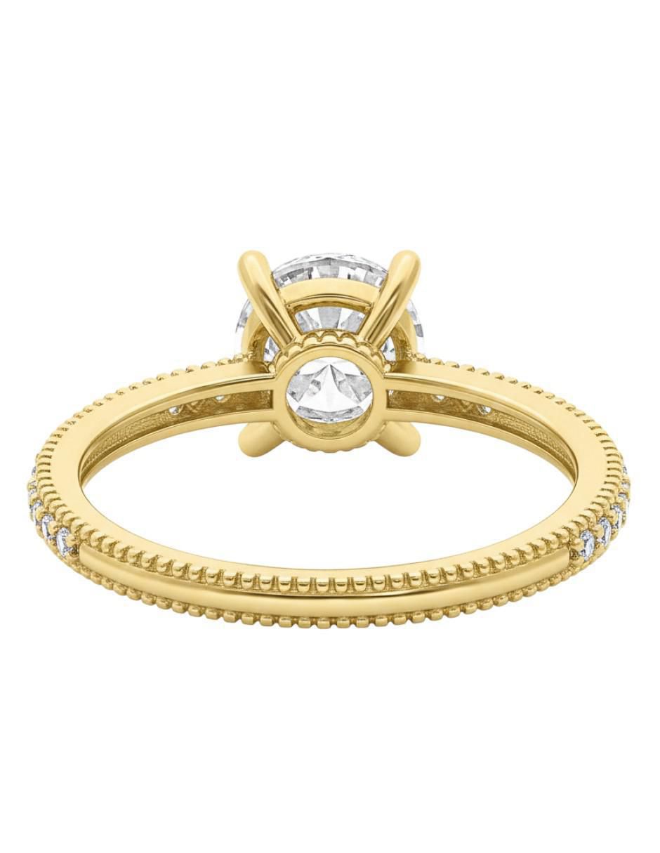 Anillo circular 10 k de oro zirconia brillante