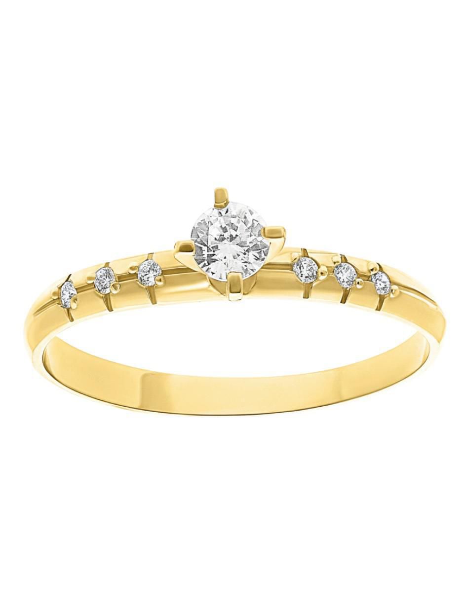 Anillo circular 10 k de oro zirconia brillante