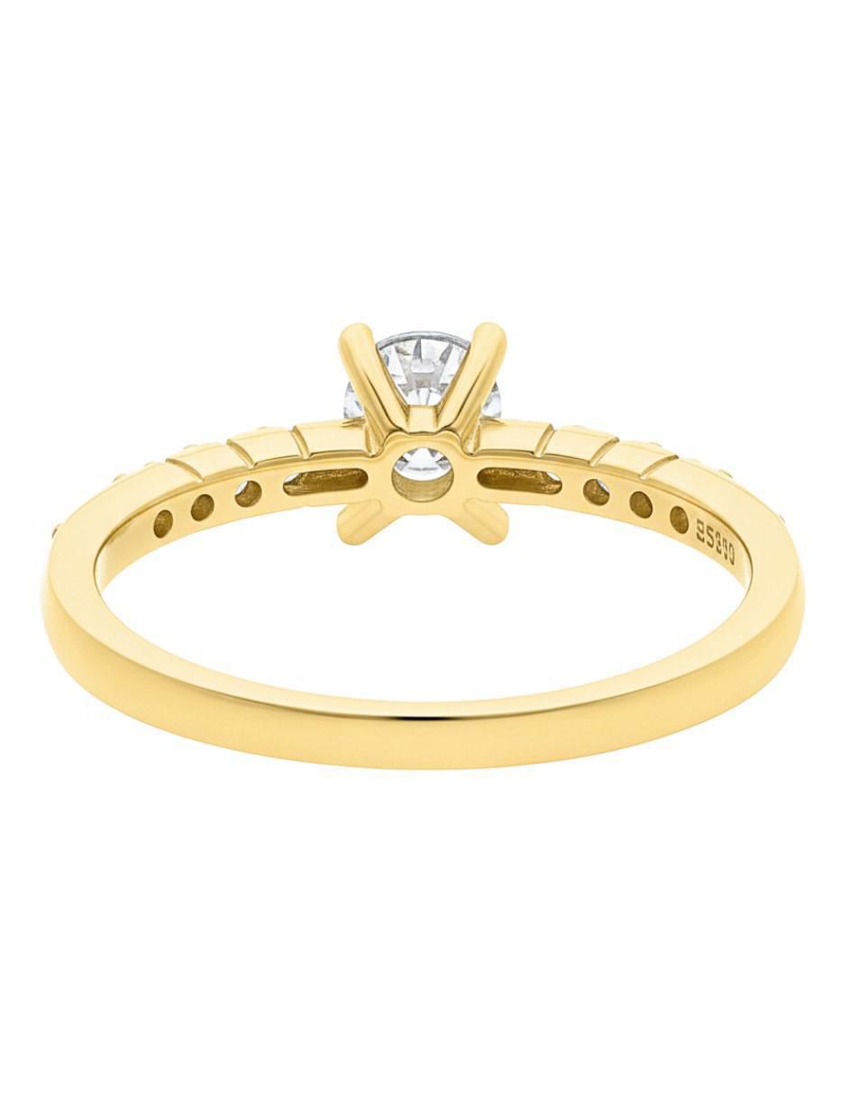 Anillo circular 10 k de oro zirconia brillante