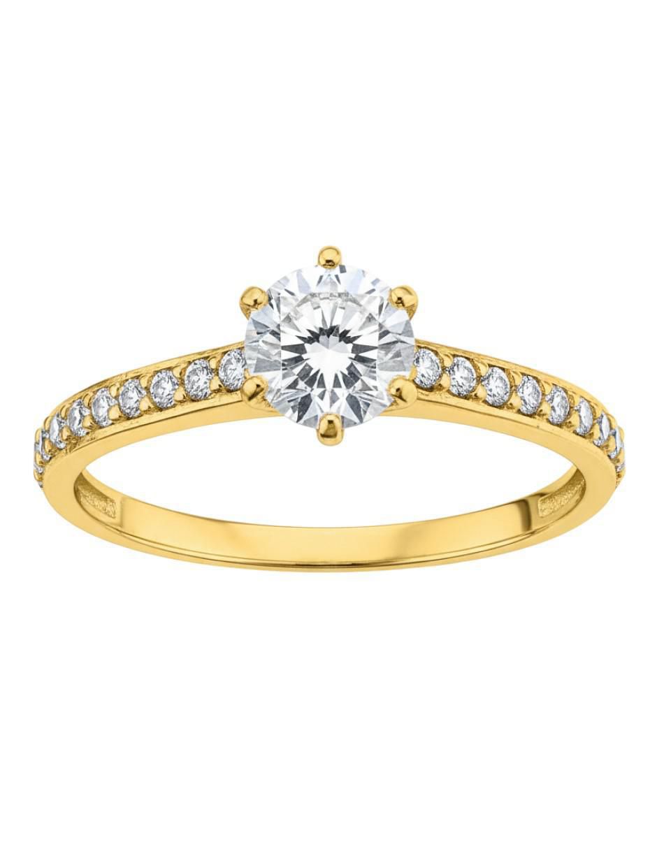 Anillo circular 10 k de oro zirconia brillante