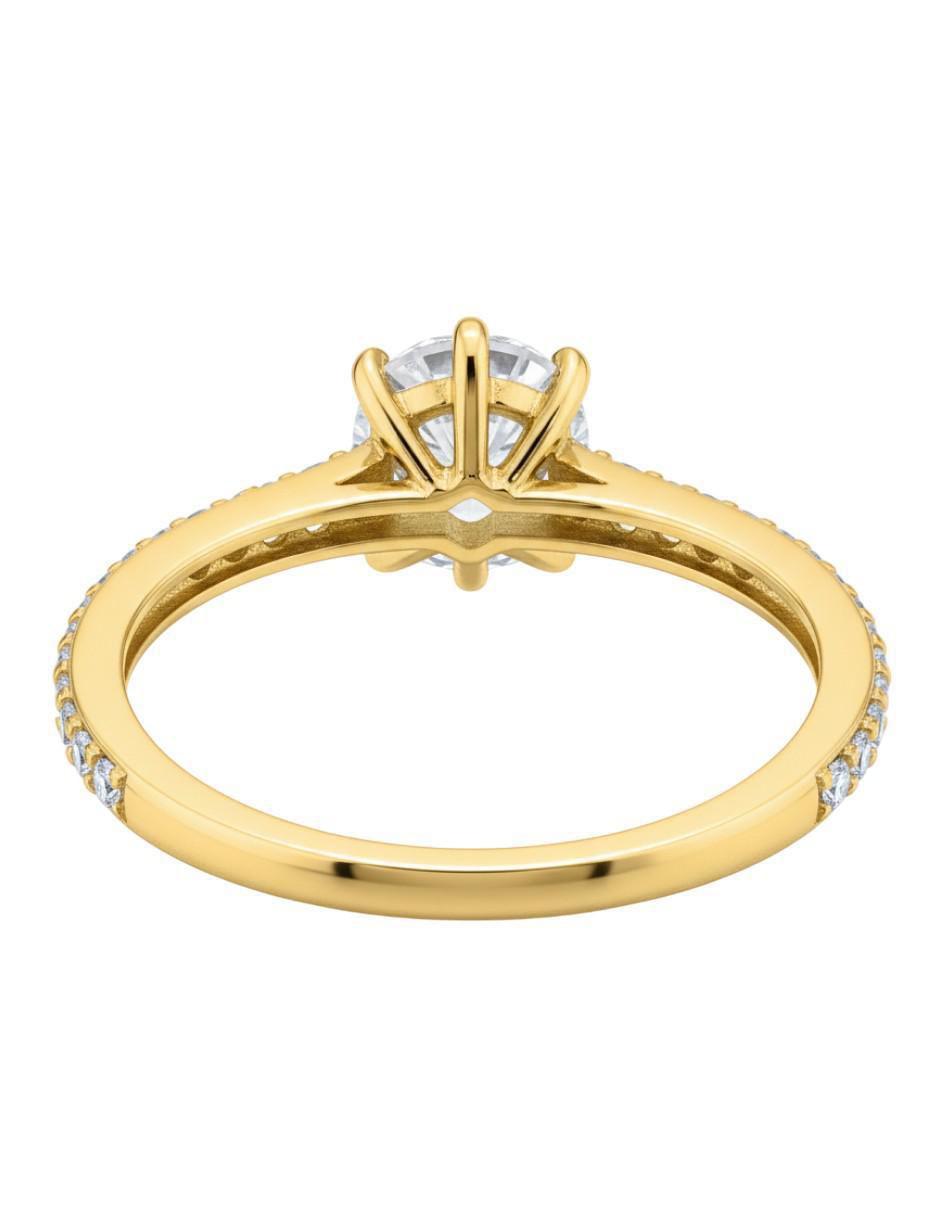 Anillo circular 10 k de oro zirconia brillante