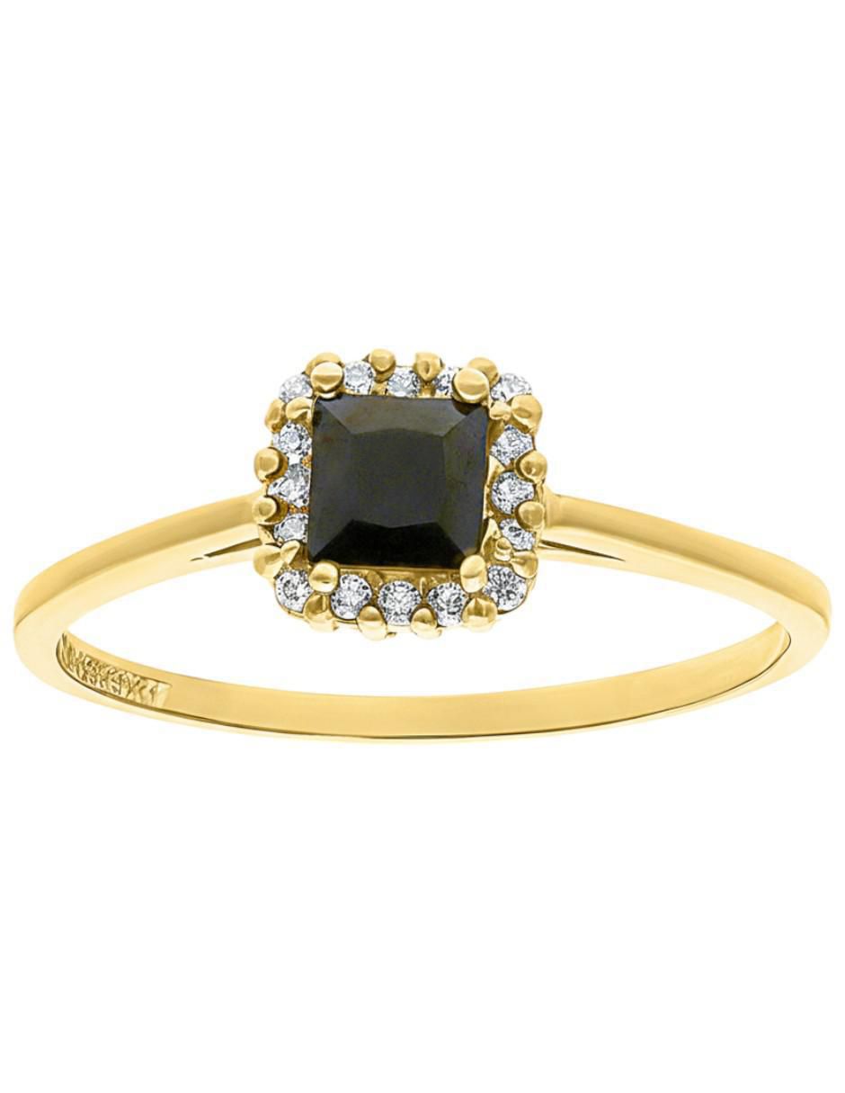 Anillo cuadrada 10 k de oro zirconia brillante 4