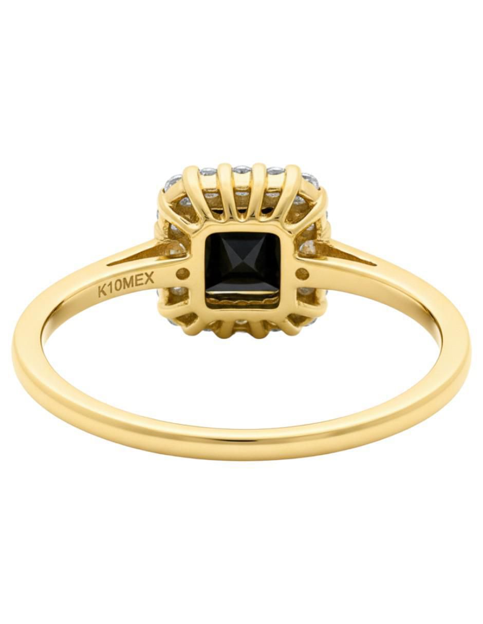 Anillo cuadrada 10 k de oro zirconia brillante 3