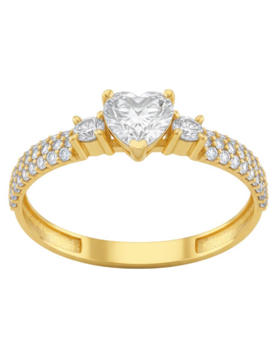 Anillo de corazón 10 k de oro zirconia brillante 4
