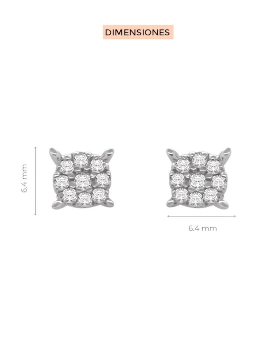 Aretes Minerva de oro blanco 14 K con acabado brillante diamante 3