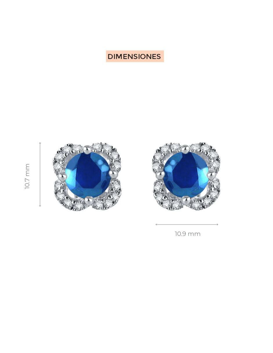 Aretes cortos de flor fascinare margaret de oro 14 k con acabado brillante zafiro y diamante