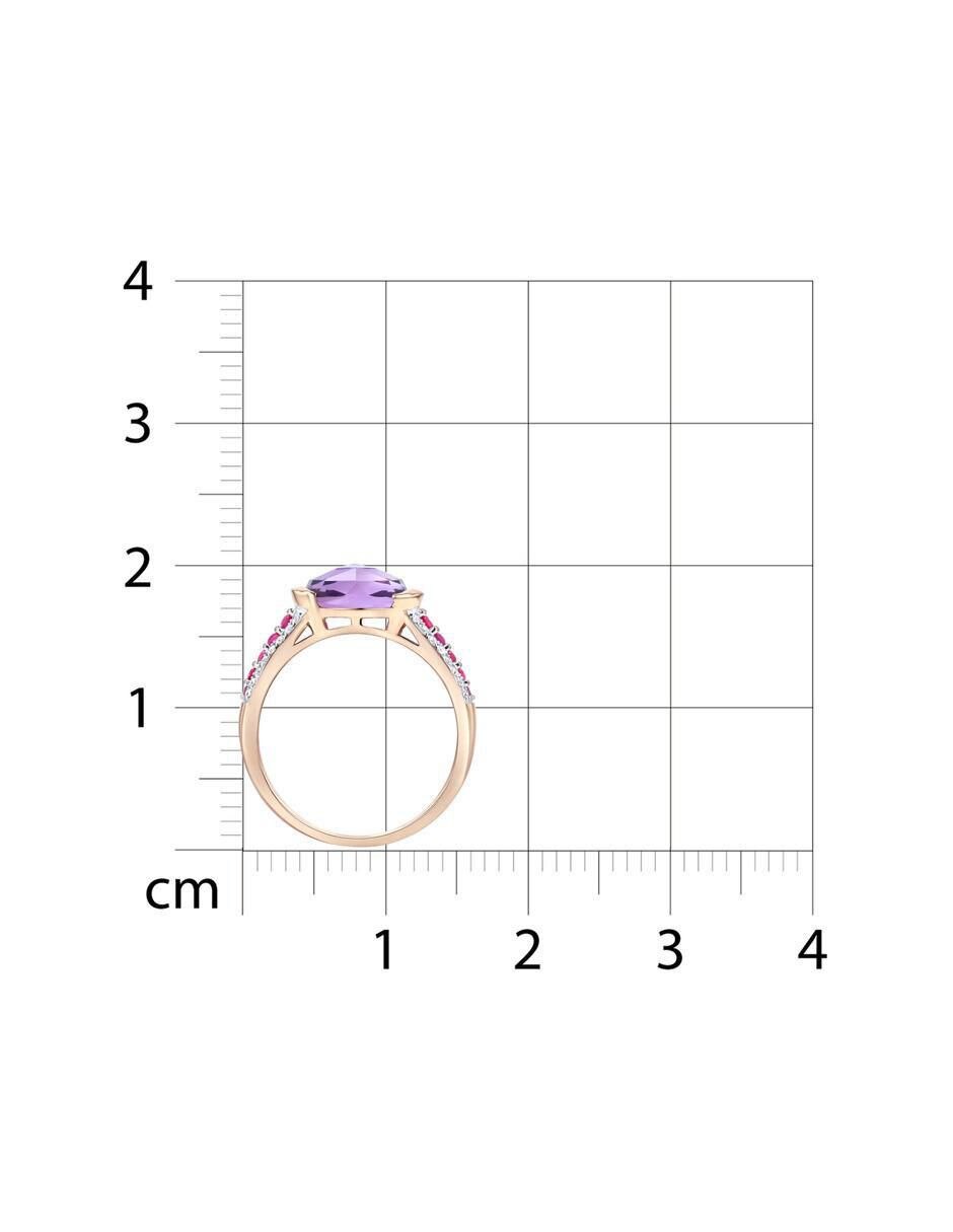 Anillo 14 k de oro rosa amatista y diamante brillante 6