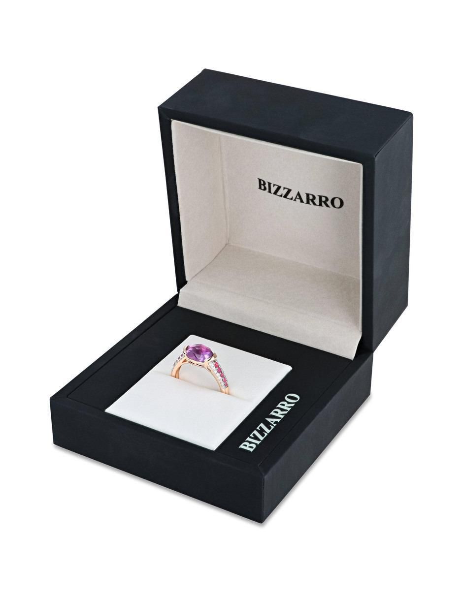 Anillo 14 k de oro rosa amatista y diamante brillante 2