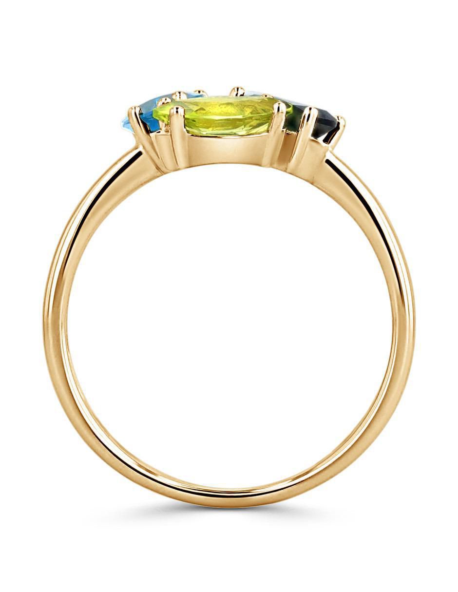 Anillo 14 k de oro amarillo diamante brillante