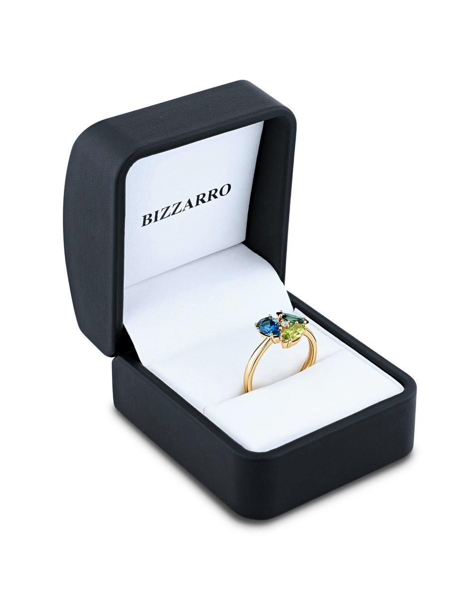 Anillo 14 k de oro amarillo diamante brillante