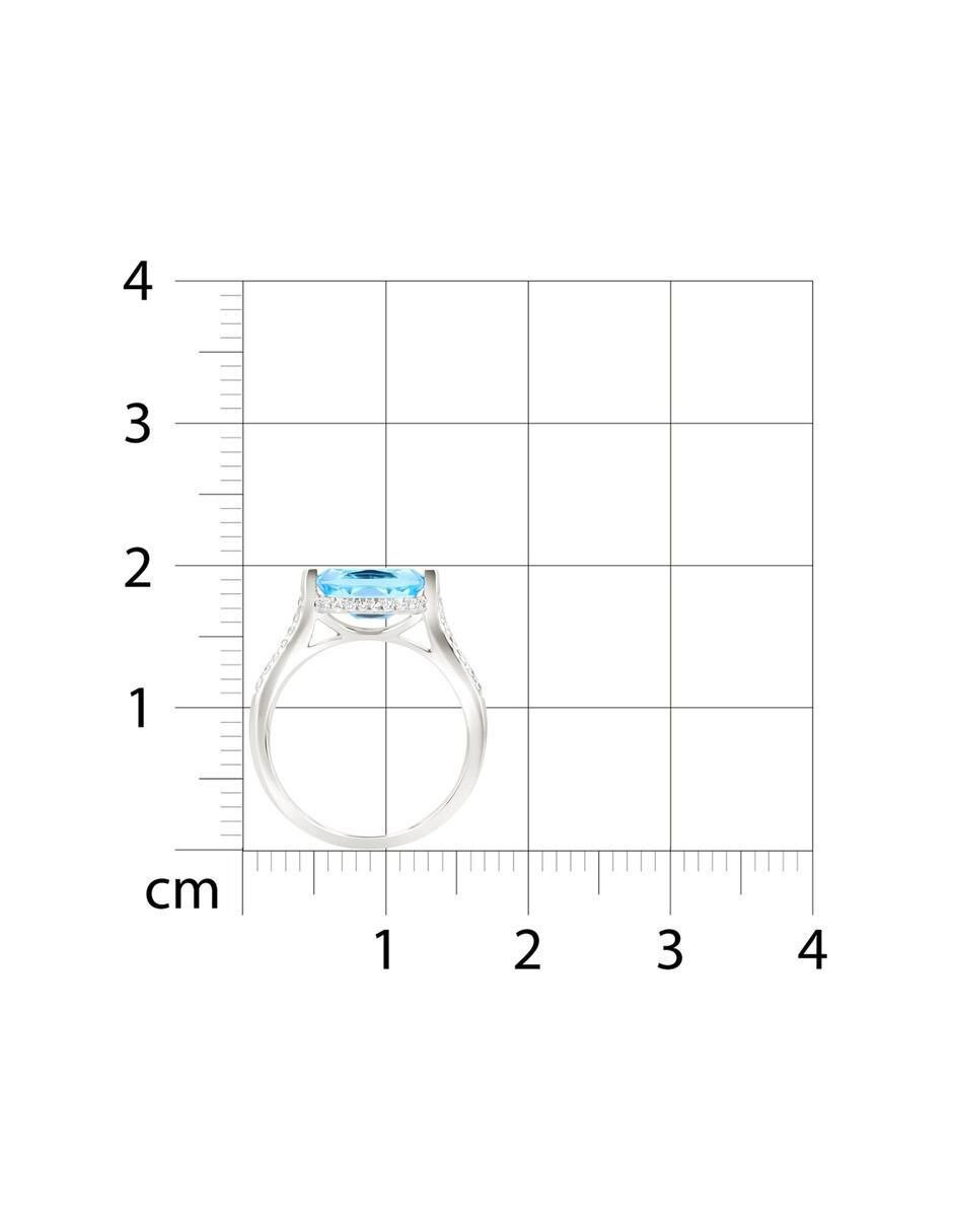 Anillo 14 k de oro blanco topacio y diamante brillante 6