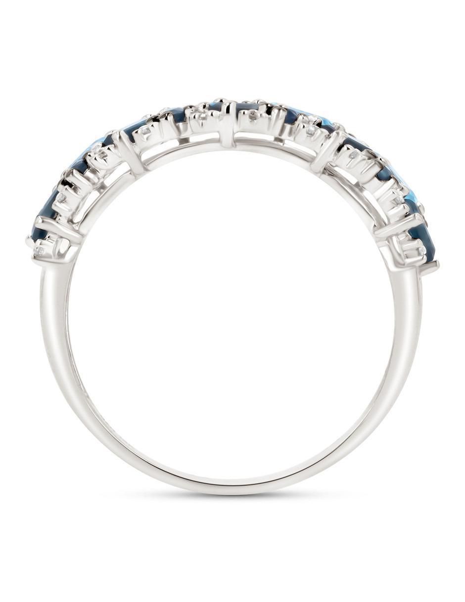 Anillo 14 k de oro blanco topacio y diamante brillante 3