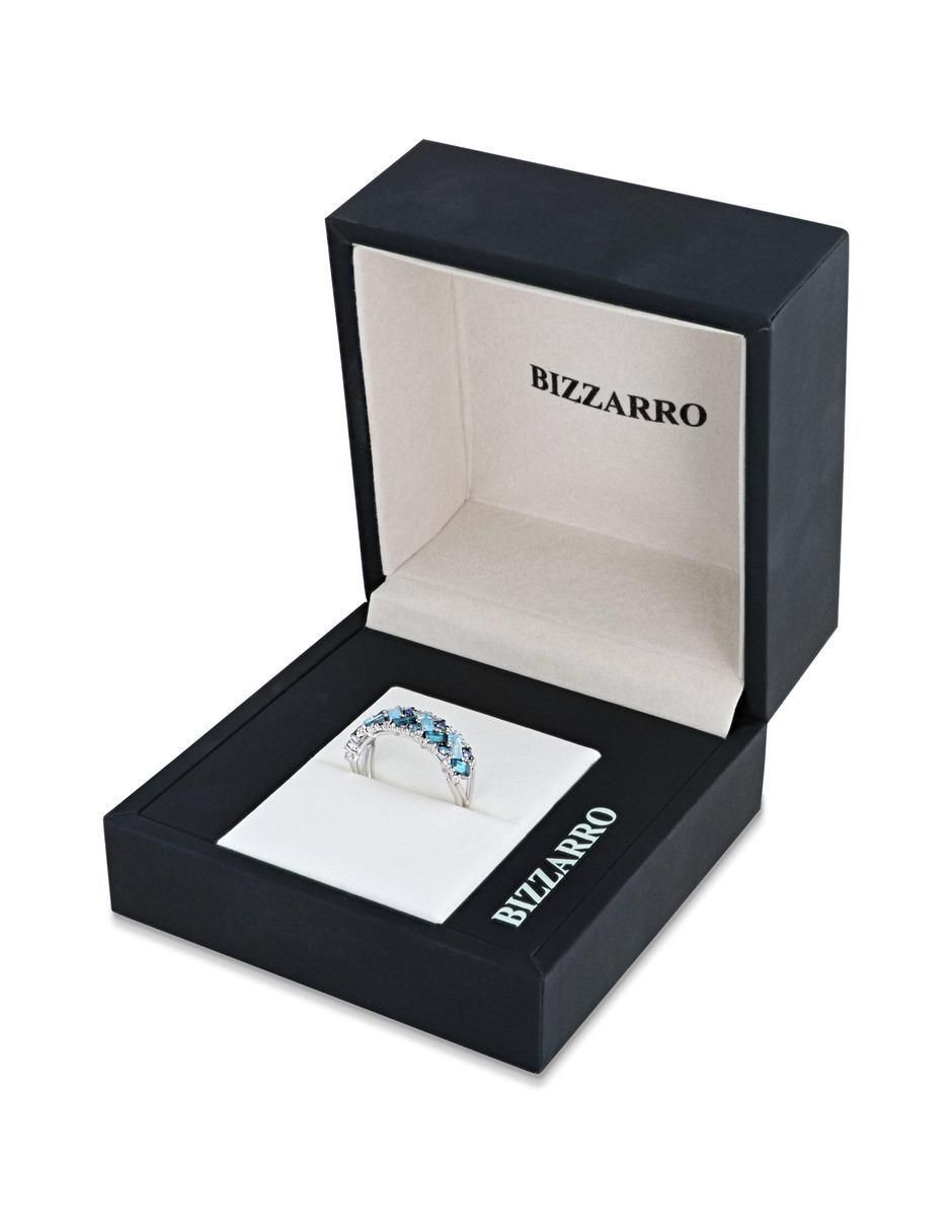 Anillo 14 k de oro blanco topacio y diamante brillante 2