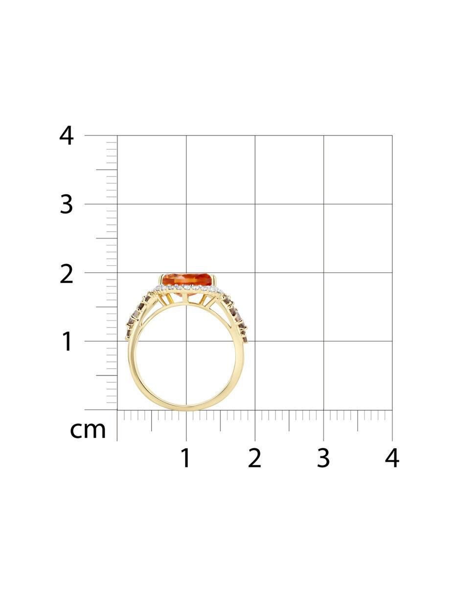 Anillo 14 k de oro amarillo citrina y diamante brillante 6