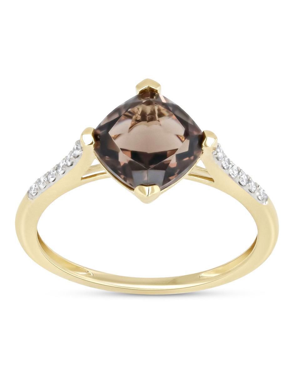 Anillo 14 k de oro amarillo diamante brillante