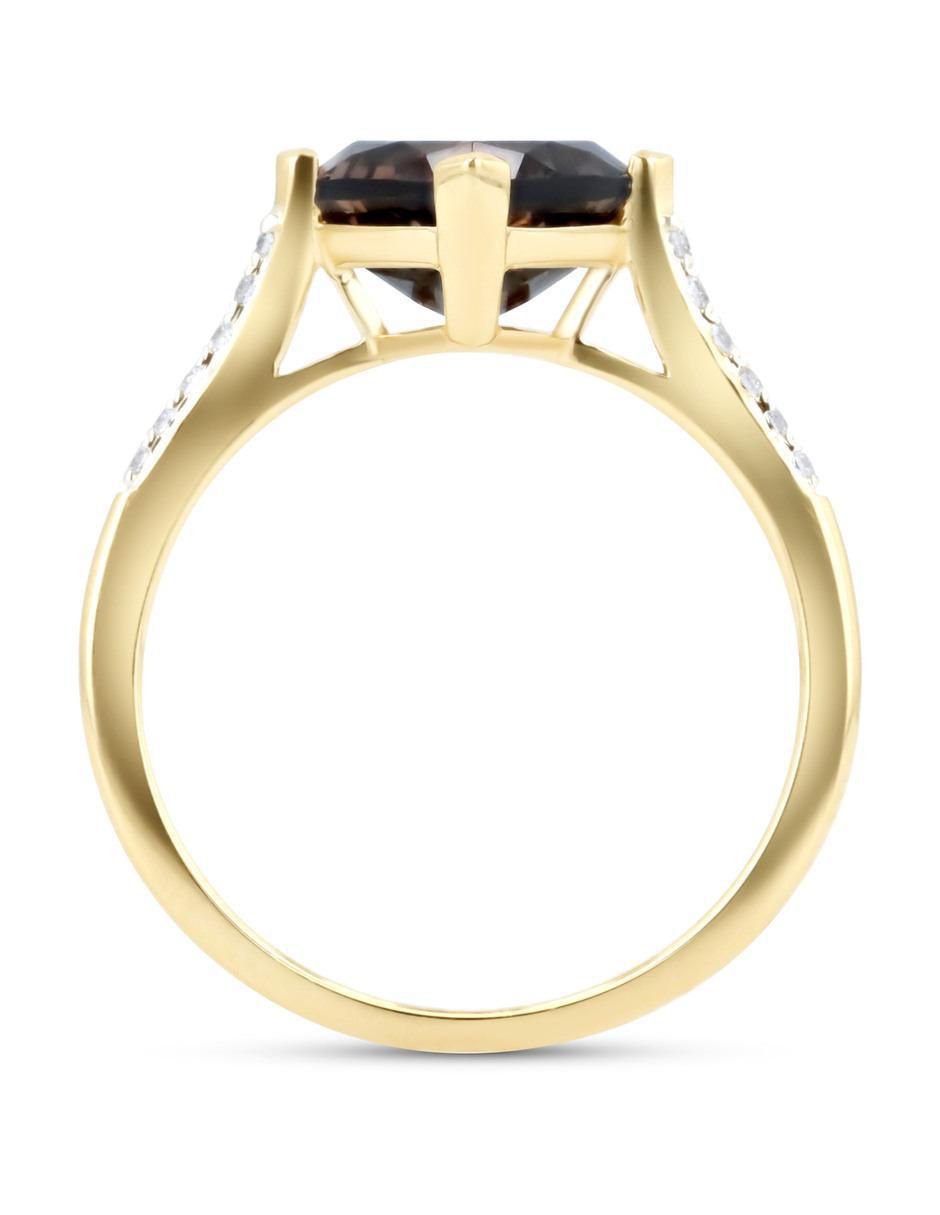 Anillo 14 k de oro amarillo diamante brillante