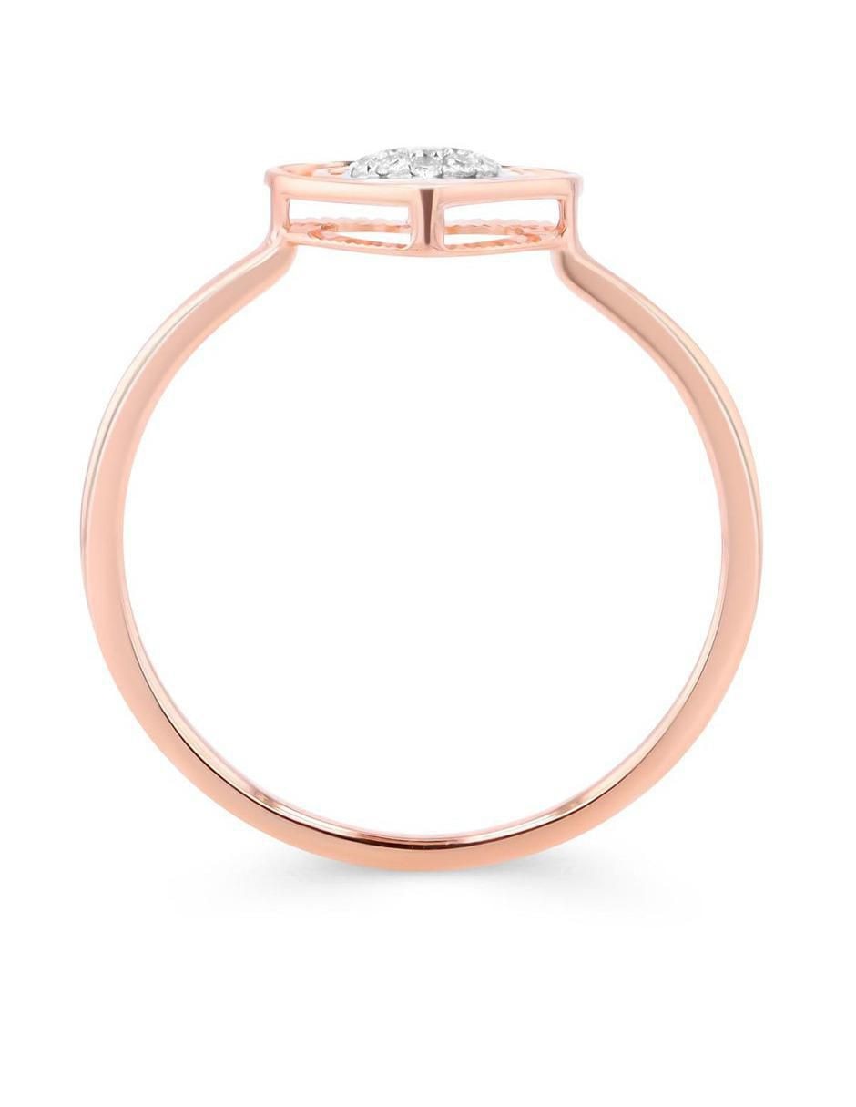 Anillo de corazón 14 k de oro rosa diamante brillante 3