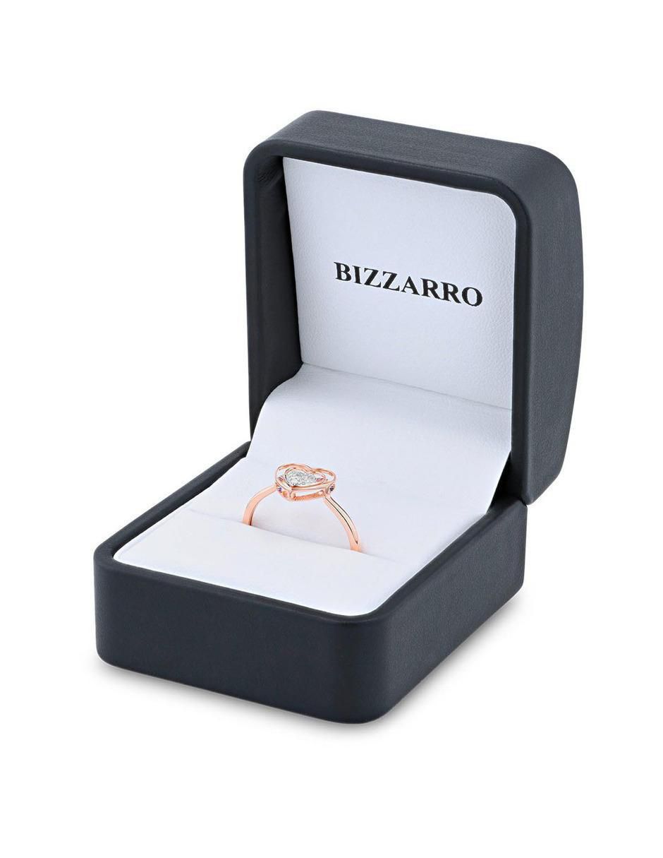 Anillo de corazón 14 k de oro rosa diamante brillante 2