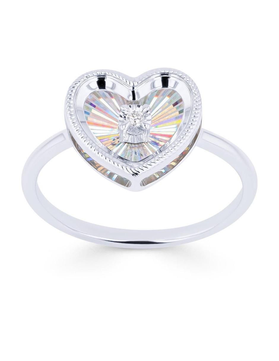 Anillo de corazón 14 k de oro blanco diamante brillante Anillo de corazón 14 k de oro blanco diamante brillante