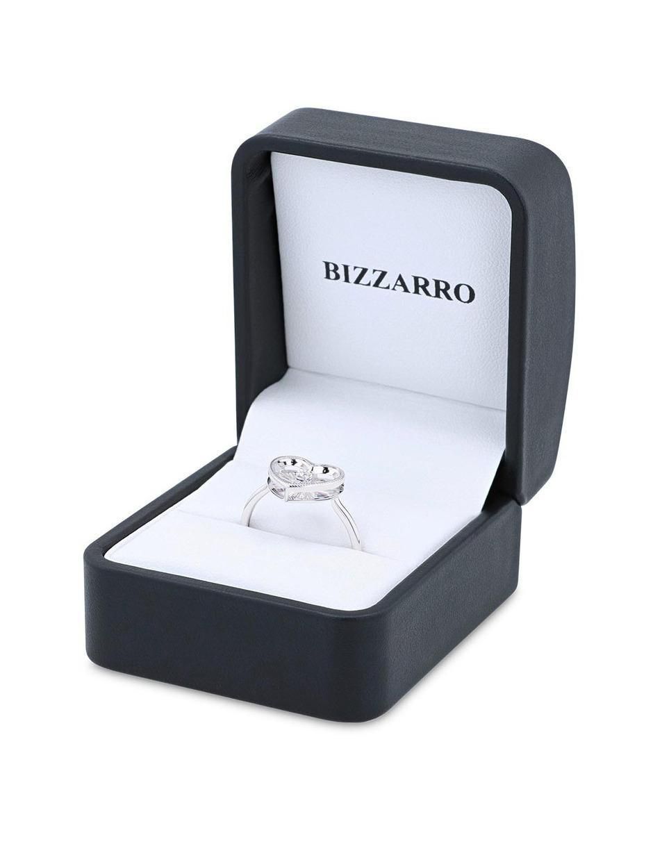Anillo de corazón 14 k de oro blanco diamante brillante 2
