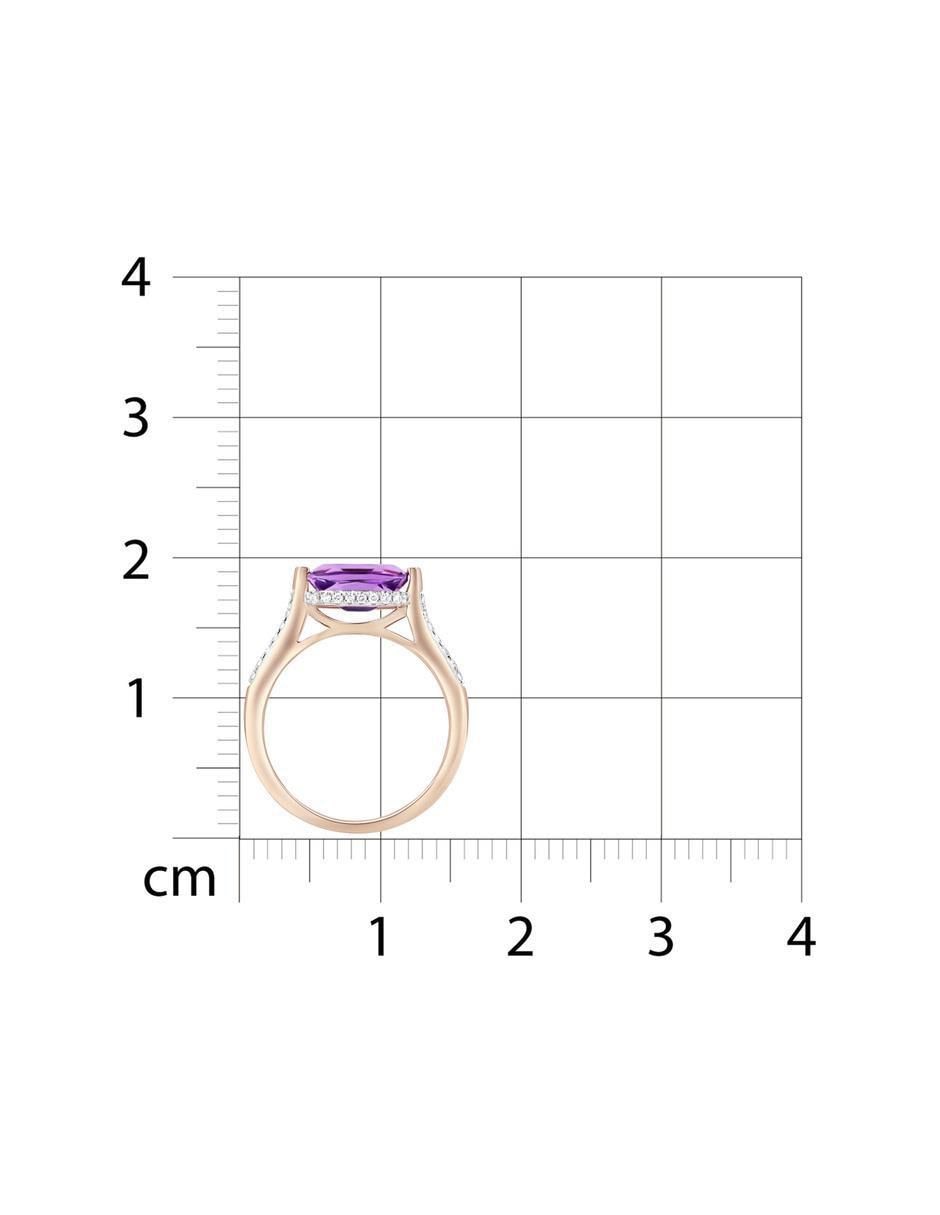 Anillo 14 k de oro rosa amatista y diamante brillante 5